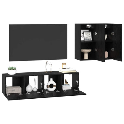 TV-Möbel-Set Wandmontiert 4 pcs Schwarze Eiche 120 x 30 x 30 cm