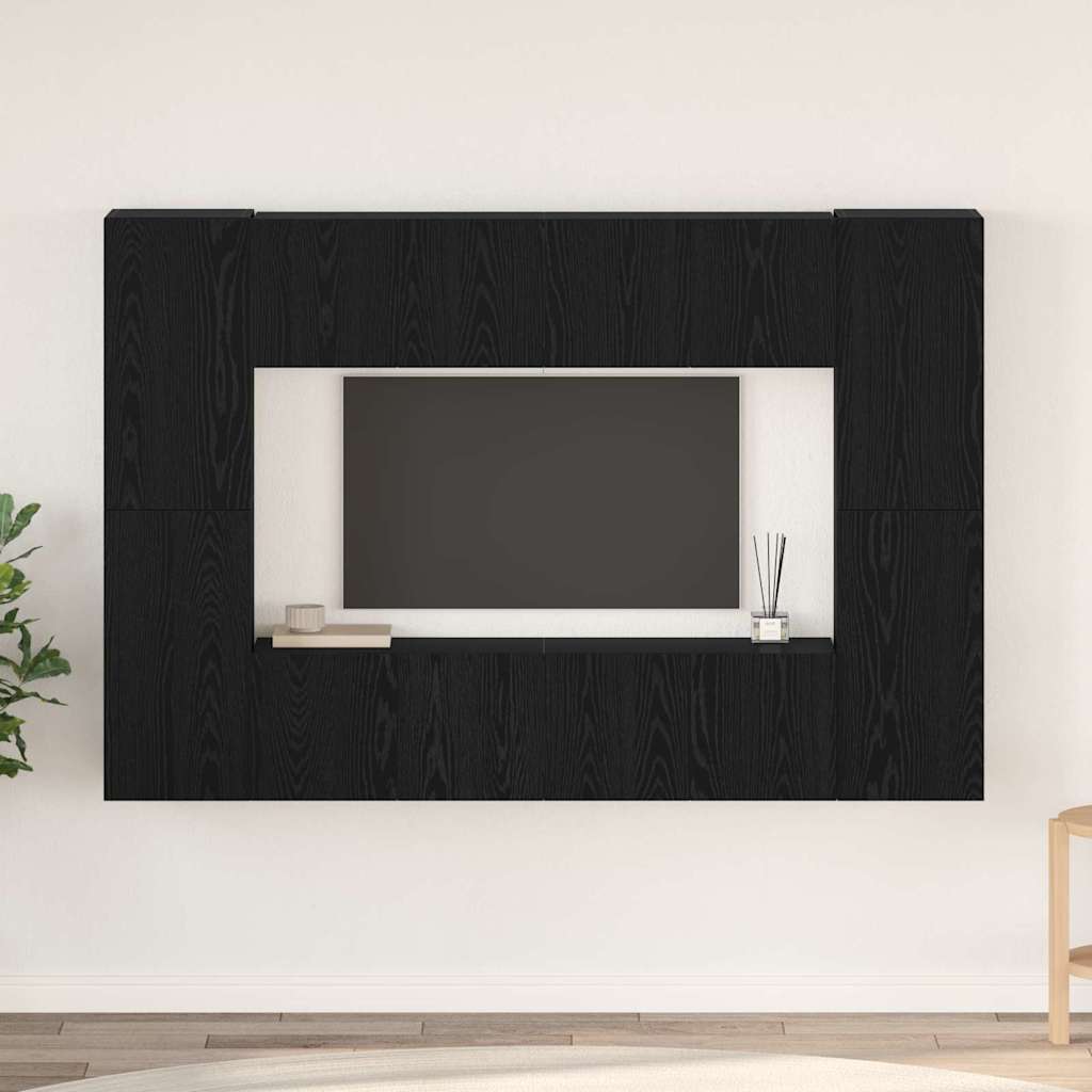 TV-Möbel-Set 8 pcs Schwarze Eiche 60 x 30 x 30 cm Holzwerkstoff
