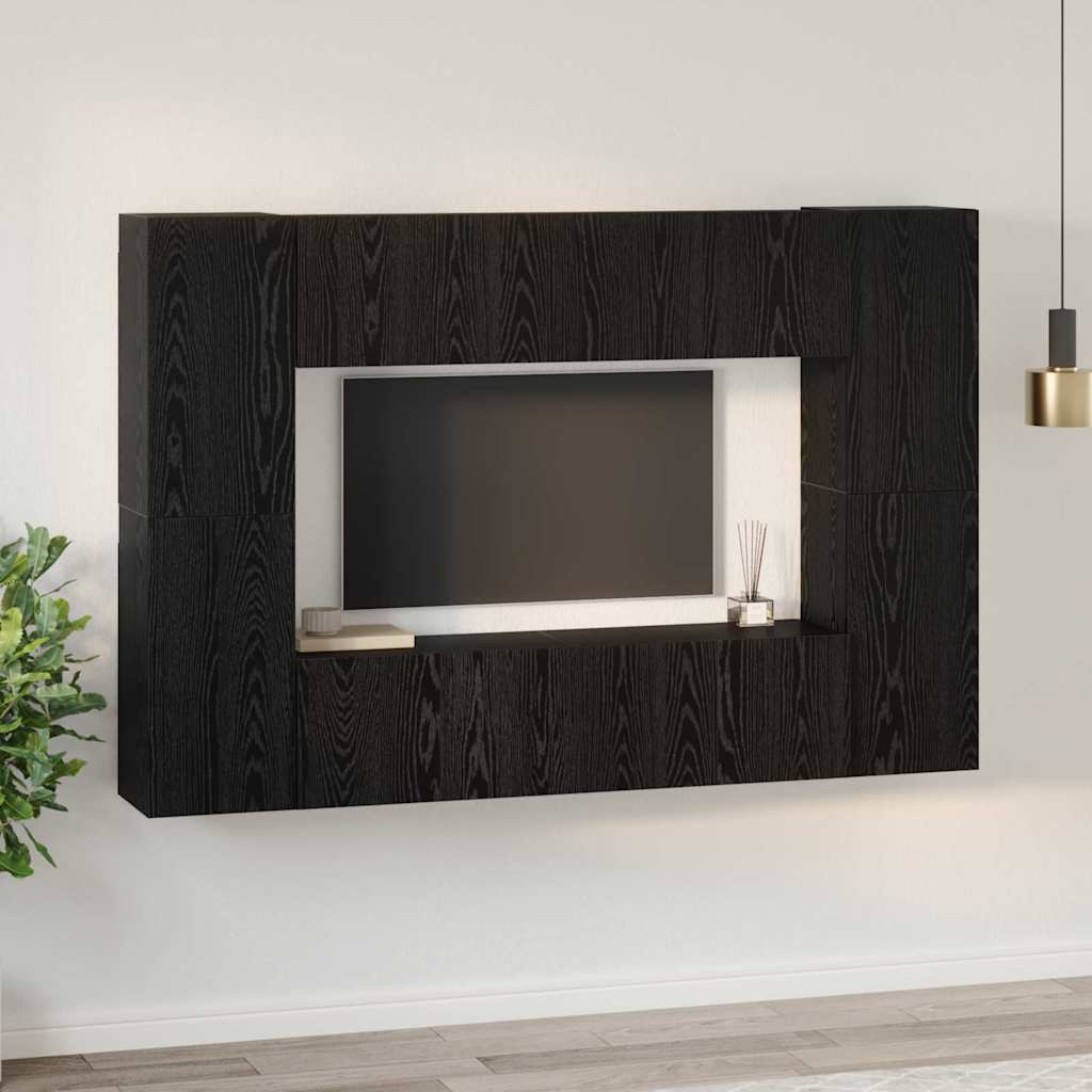 TV-Möbel-Set 8 pcs Schwarze Eiche 60 x 30 x 30 cm Holzwerkstoff