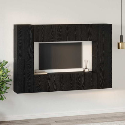 TV-Möbel-Set 8 pcs Schwarze Eiche 60 x 30 x 30 cm Holzwerkstoff