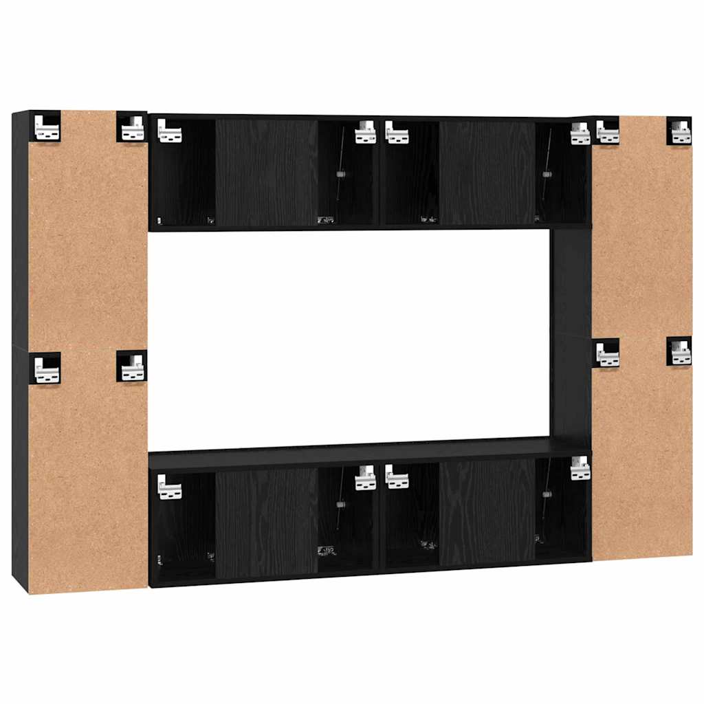 TV-Möbel-Set 8 pcs Schwarze Eiche 60 x 30 x 30 cm Holzwerkstoff