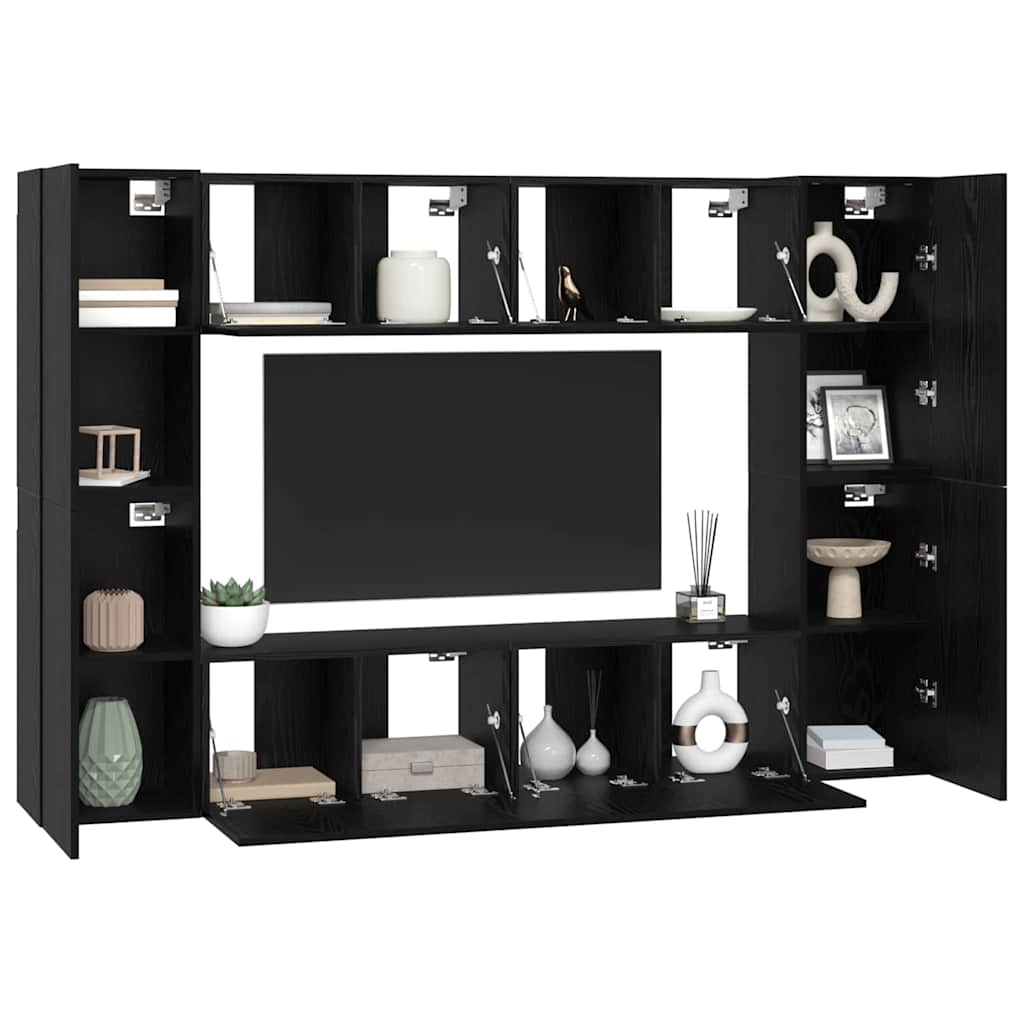 TV-Möbel-Set 8 pcs Schwarze Eiche 60 x 30 x 30 cm Holzwerkstoff