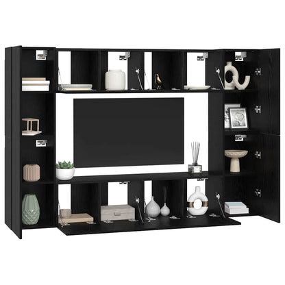 TV-Möbel-Set 8 pcs Schwarze Eiche 60 x 30 x 30 cm Holzwerkstoff