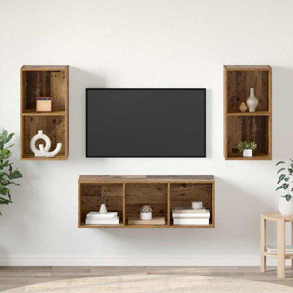 TV-Schrank Set 3 pcs Altholz 37 x 37 x 107 cm Holzwerkstoff