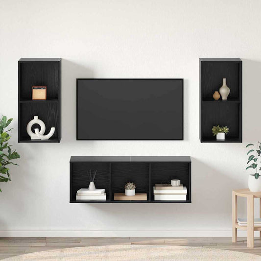 TV-Schrank Set 3 pcs Schwarze Eiche 37 x 37 x 107 cm