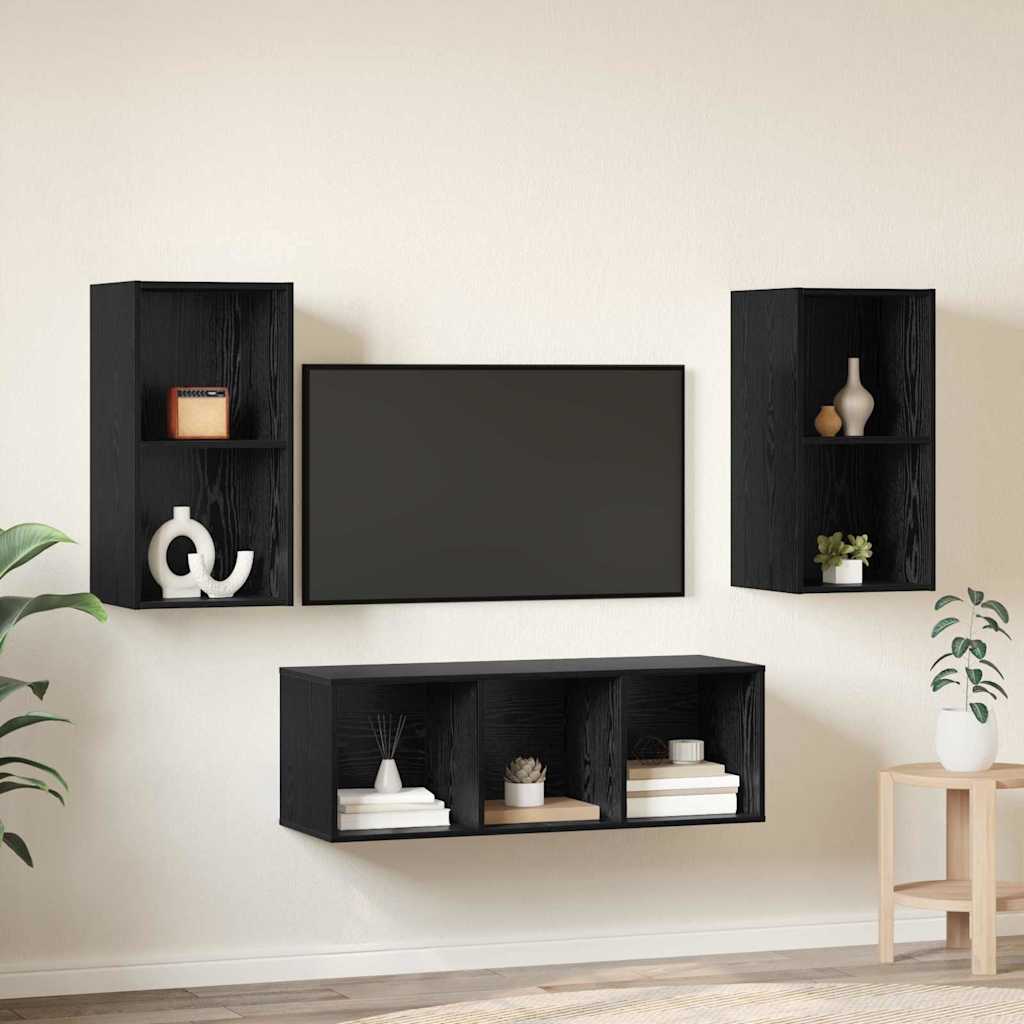 TV-Schrank Set 3 pcs Schwarze Eiche 37 x 37 x 107 cm