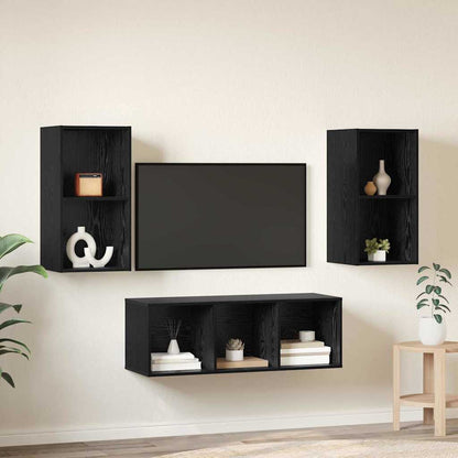 TV-Schrank Set 3 pcs Schwarze Eiche 37 x 37 x 107 cm
