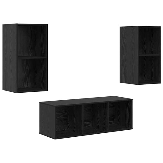 TV-Schrank Set 3 pcs Schwarze Eiche 37 x 37 x 107 cm