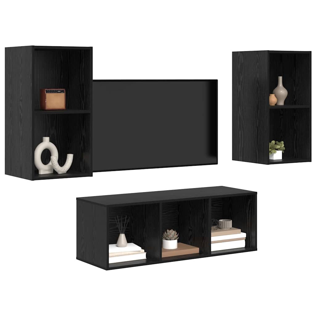 TV-Schrank Set 3 pcs Schwarze Eiche 37 x 37 x 107 cm