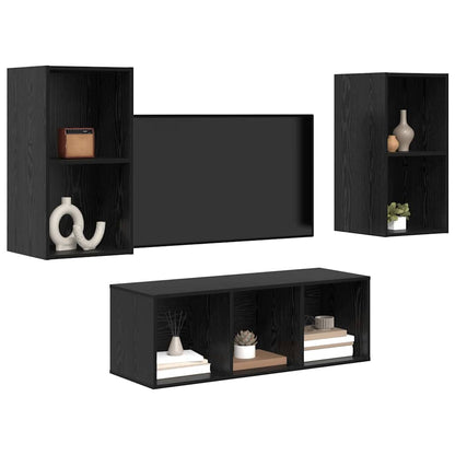 TV-Schrank Set 3 pcs Schwarze Eiche 37 x 37 x 107 cm