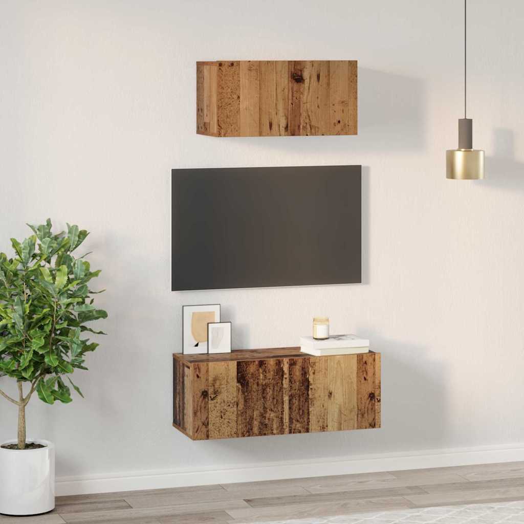 TV-Schrank Set 2 pcs Altholz 80 x 30 x 30 cm Holzwerkstoff