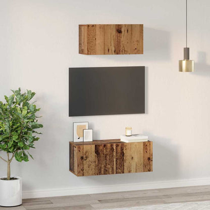 TV-Schrank Set 2 pcs Altholz 80 x 30 x 30 cm Holzwerkstoff