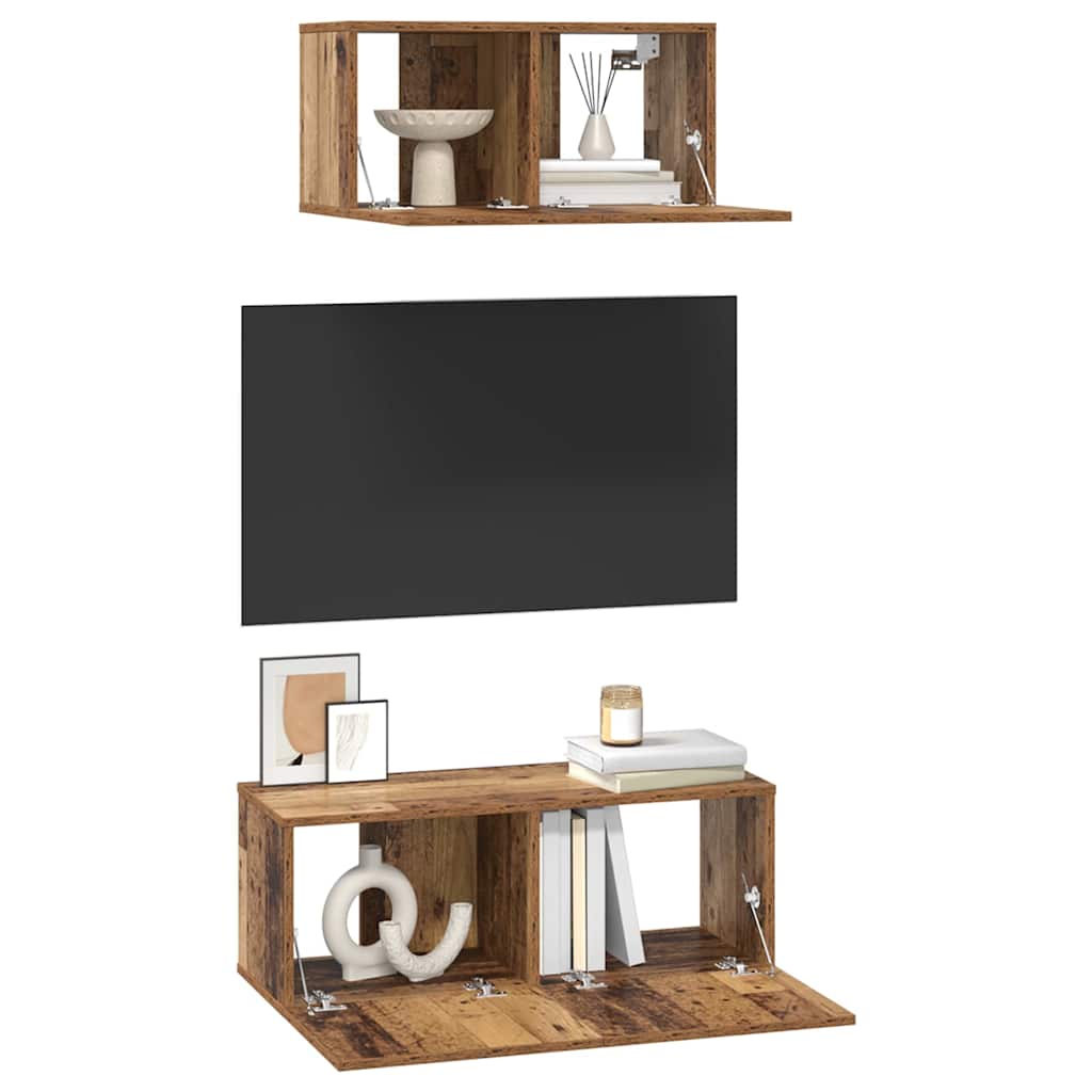 TV-Schrank Set 2 pcs Altholz 80 x 30 x 30 cm Holzwerkstoff