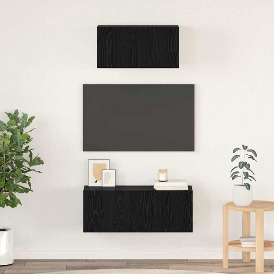 TV-Möbel-Set 2 pcs Schwarze Eiche 80 x 30 x 30 cm Holzwerkstoff