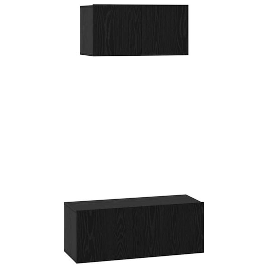 TV-Möbel-Set 2 pcs Schwarze Eiche 80 x 30 x 30 cm Holzwerkstoff