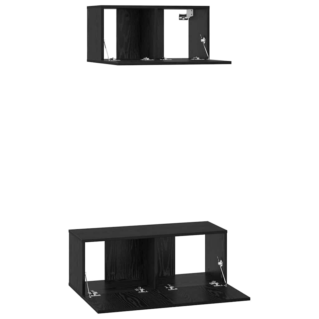 TV-Möbel-Set 2 pcs Schwarze Eiche 80 x 30 x 30 cm Holzwerkstoff