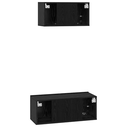 TV-Möbel-Set 2 pcs Schwarze Eiche 80 x 30 x 30 cm Holzwerkstoff
