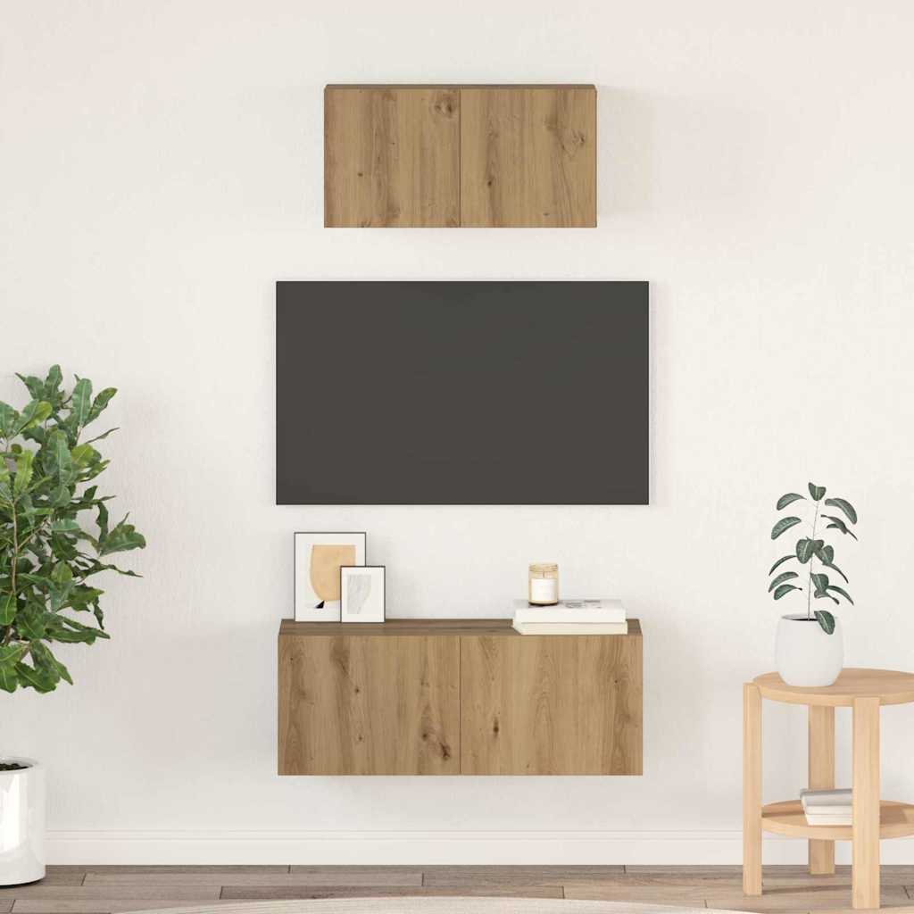 TV-Schrank Set 2 pcs Eiche handwerklich 80 x 30 x 30 cm