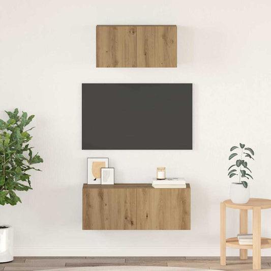 TV-Schrank Set 2 pcs Eiche handwerklich 80 x 30 x 30 cm