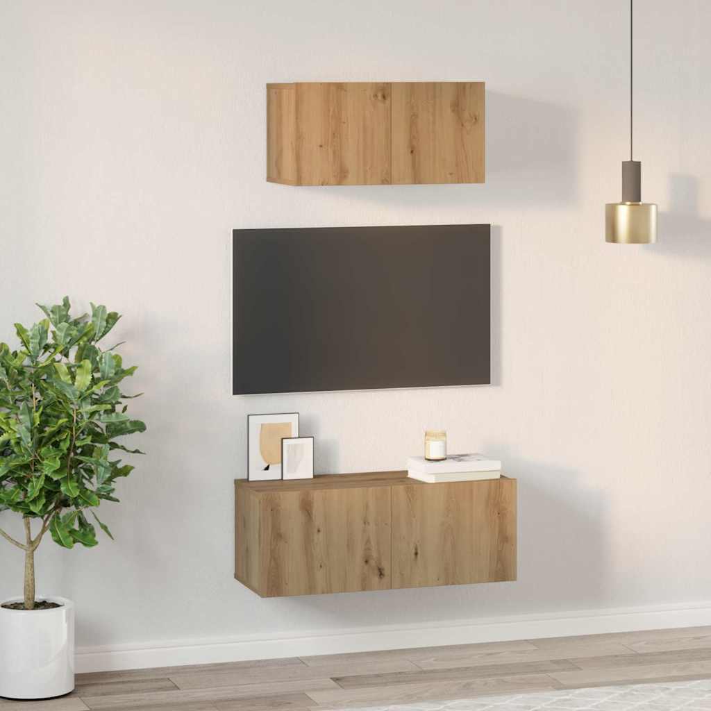 TV-Schrank Set 2 pcs Eiche handwerklich 80 x 30 x 30 cm