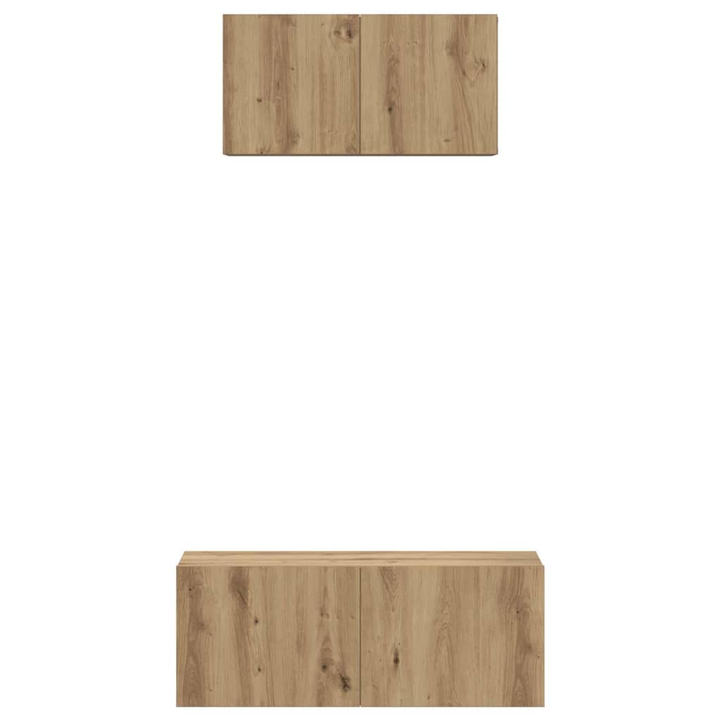 TV-Schrank Set 2 pcs Eiche handwerklich 80 x 30 x 30 cm