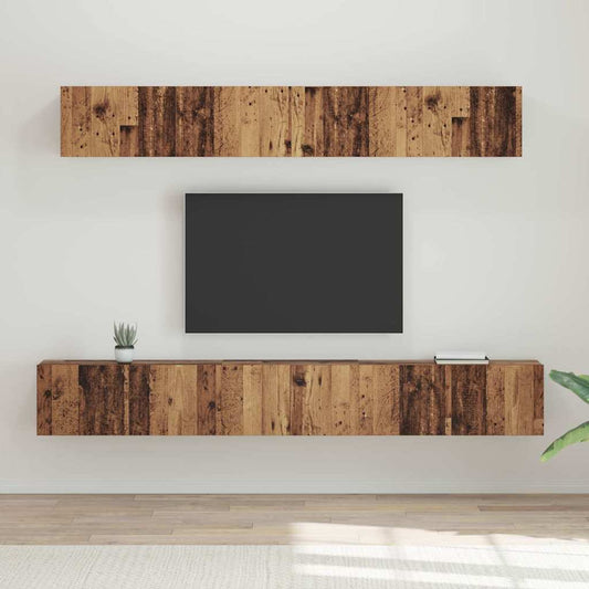 TV-Schrank Set Wandmontiert 5 pcs Altholz Mittel Holzwerkstoff