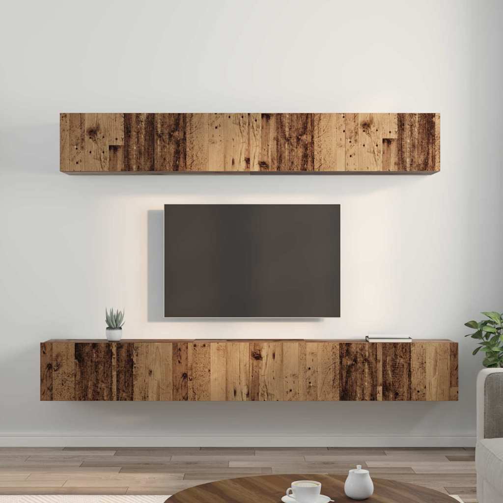 TV-Schrank Set Wandmontiert 5 pcs Altholz Mittel Holzwerkstoff