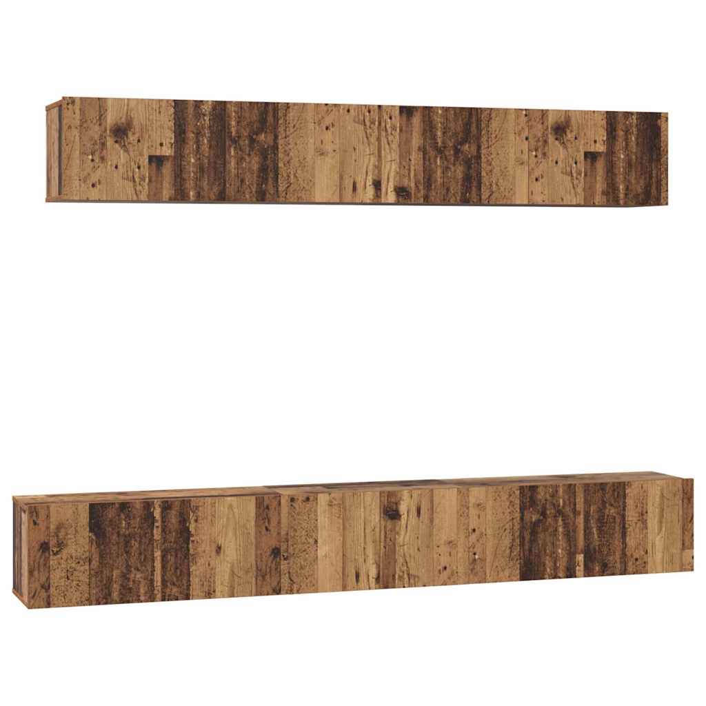 TV-Schrank Set Wandmontiert 5 pcs Altholz Mittel Holzwerkstoff