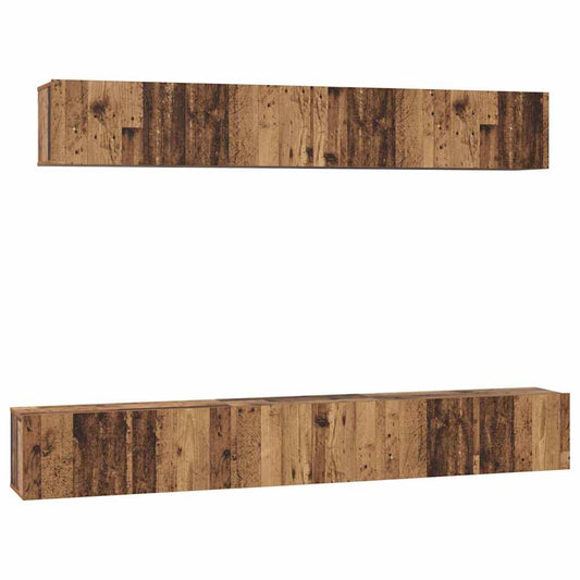 TV-Schrank Set Wandmontiert 5 pcs Altholz Mittel Holzwerkstoff