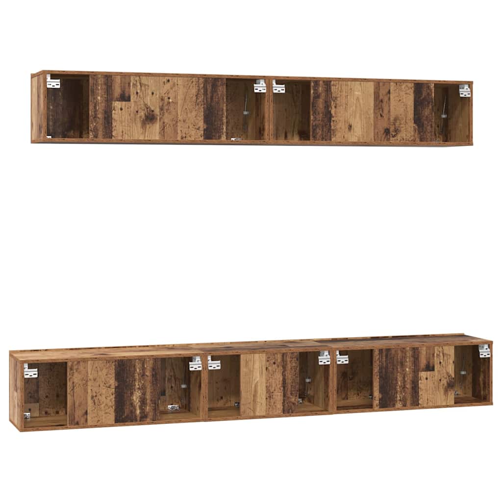 TV-Schrank Set Wandmontiert 5 pcs Altholz Mittel Holzwerkstoff