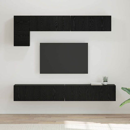 TV-Möbel-Set Wandmontiert 5 pcs Schwarze Eiche
