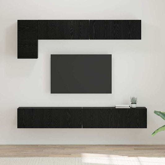 TV-Möbel-Set Wandmontiert 5 pcs Schwarze Eiche