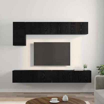 TV-Möbel-Set Wandmontiert 5 pcs Schwarze Eiche