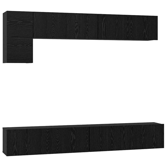 TV-Möbel-Set Wandmontiert 5 pcs Schwarze Eiche