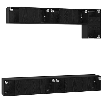 TV-Möbel-Set Wandmontiert 5 pcs Schwarze Eiche