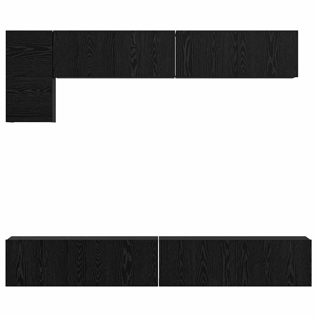 TV-Möbel-Set Wandmontiert 5 pcs Schwarze Eiche