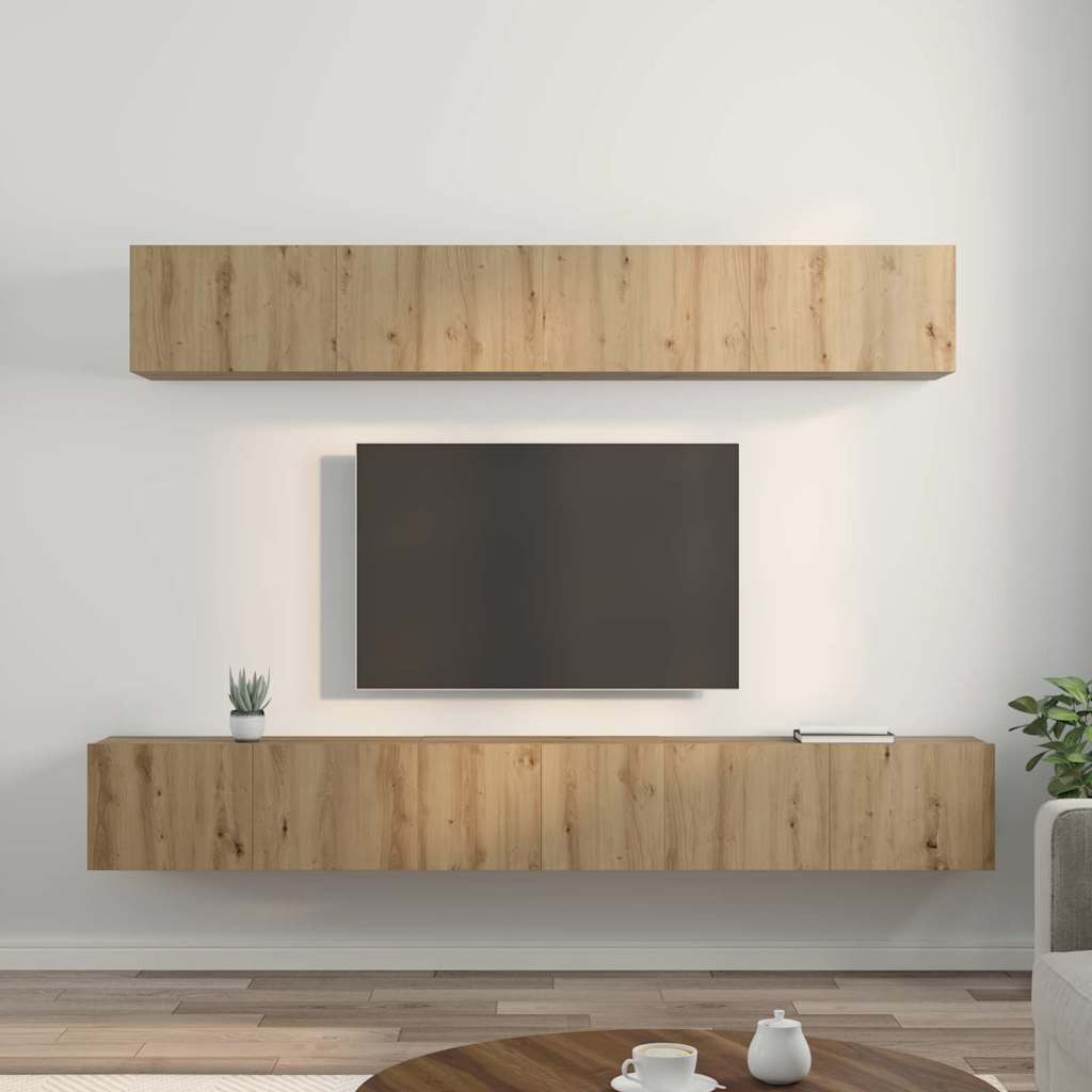 TV-Schrank Set 5 pcs Eiche handwerklich 80 x 30 x 30 cm Mittel