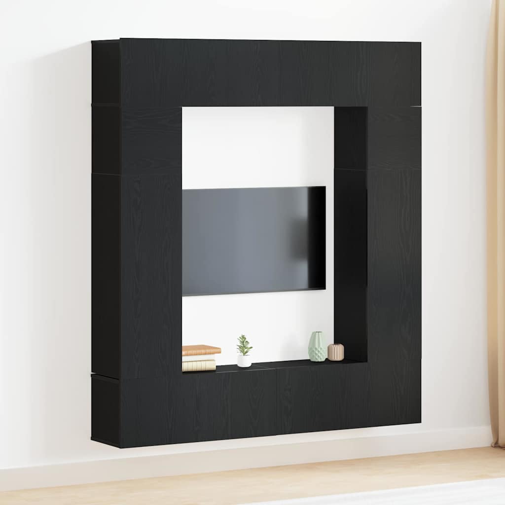 TV-Schränk 8 pcs Schwarz 80 x 30 x 30 cm Holzwerkstoff