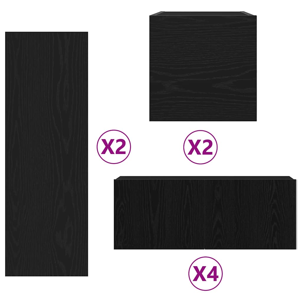 TV-Schränk 8 pcs Schwarz 80 x 30 x 30 cm Holzwerkstoff