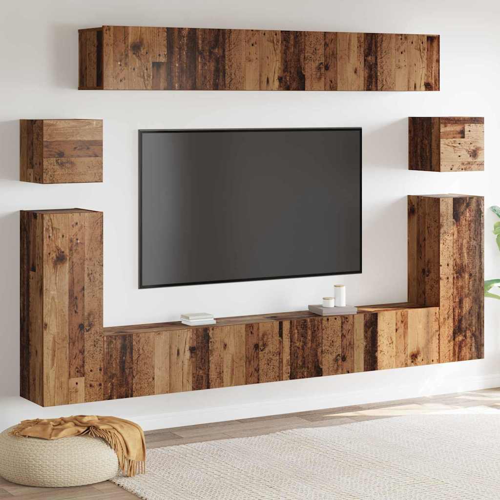 TV-Möbel-Set 8 pcs Altholz Mittel 30,5 x 30 x 30 cm