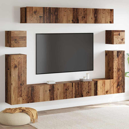 TV-Möbel-Set 8 pcs Altholz Mittel 30,5 x 30 x 30 cm