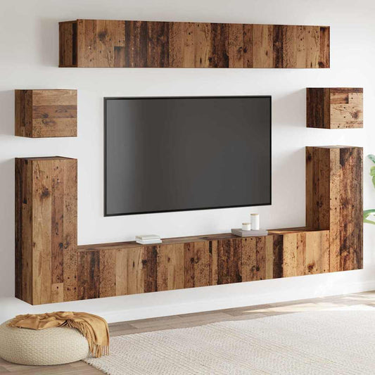 TV-Möbel-Set 8 pcs Altholz Mittel 30,5 x 30 x 30 cm