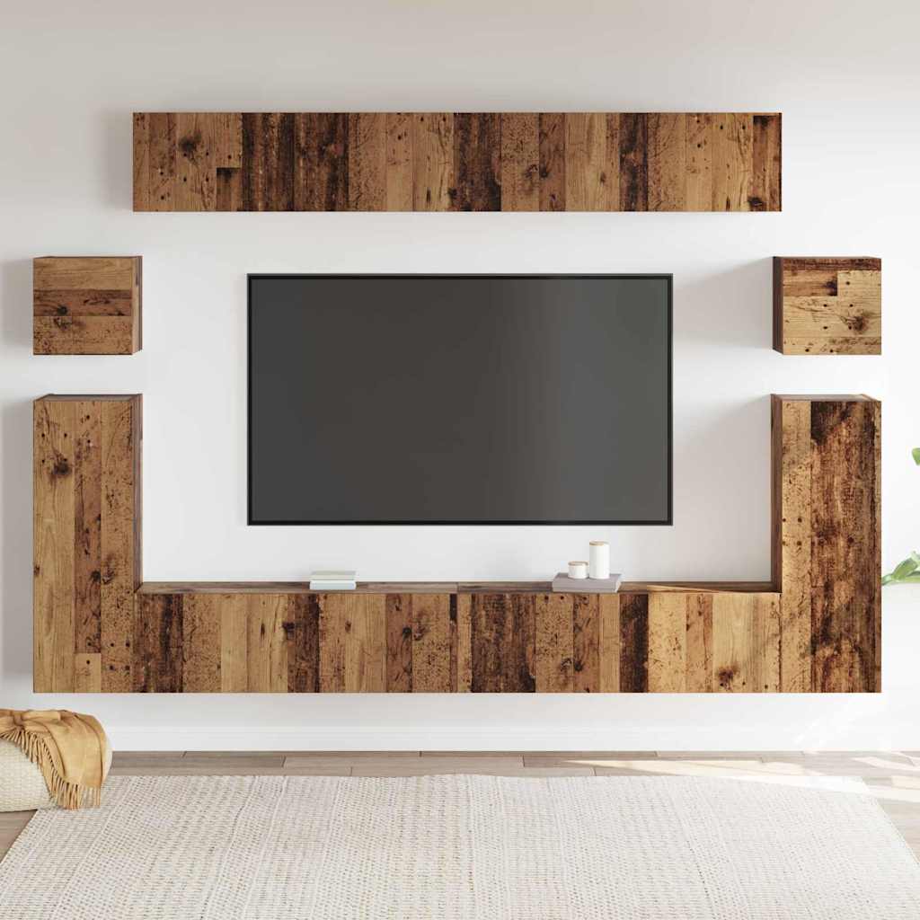 TV-Möbel-Set 8 pcs Altholz Mittel 30,5 x 30 x 30 cm