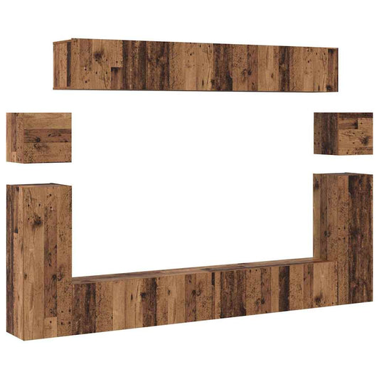 TV-Möbel-Set 8 pcs Altholz Mittel 30,5 x 30 x 30 cm