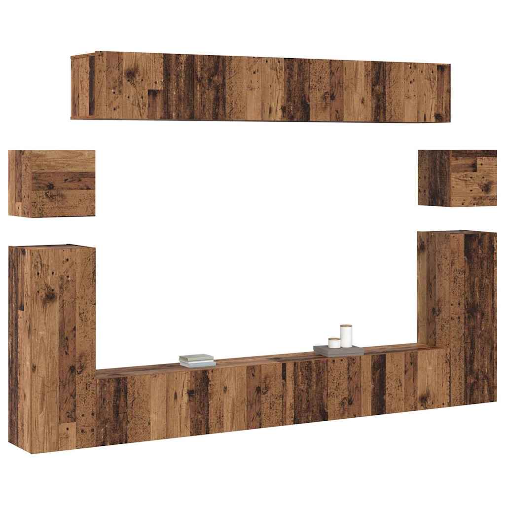 TV-Möbel-Set 8 pcs Altholz Mittel 30,5 x 30 x 30 cm