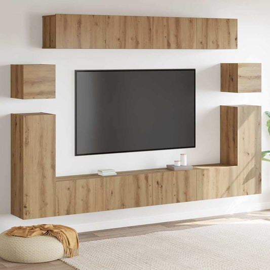 TV-Möbel-Set 8 pcs Eiche handwerklich Mittel Holzwerkstoff
