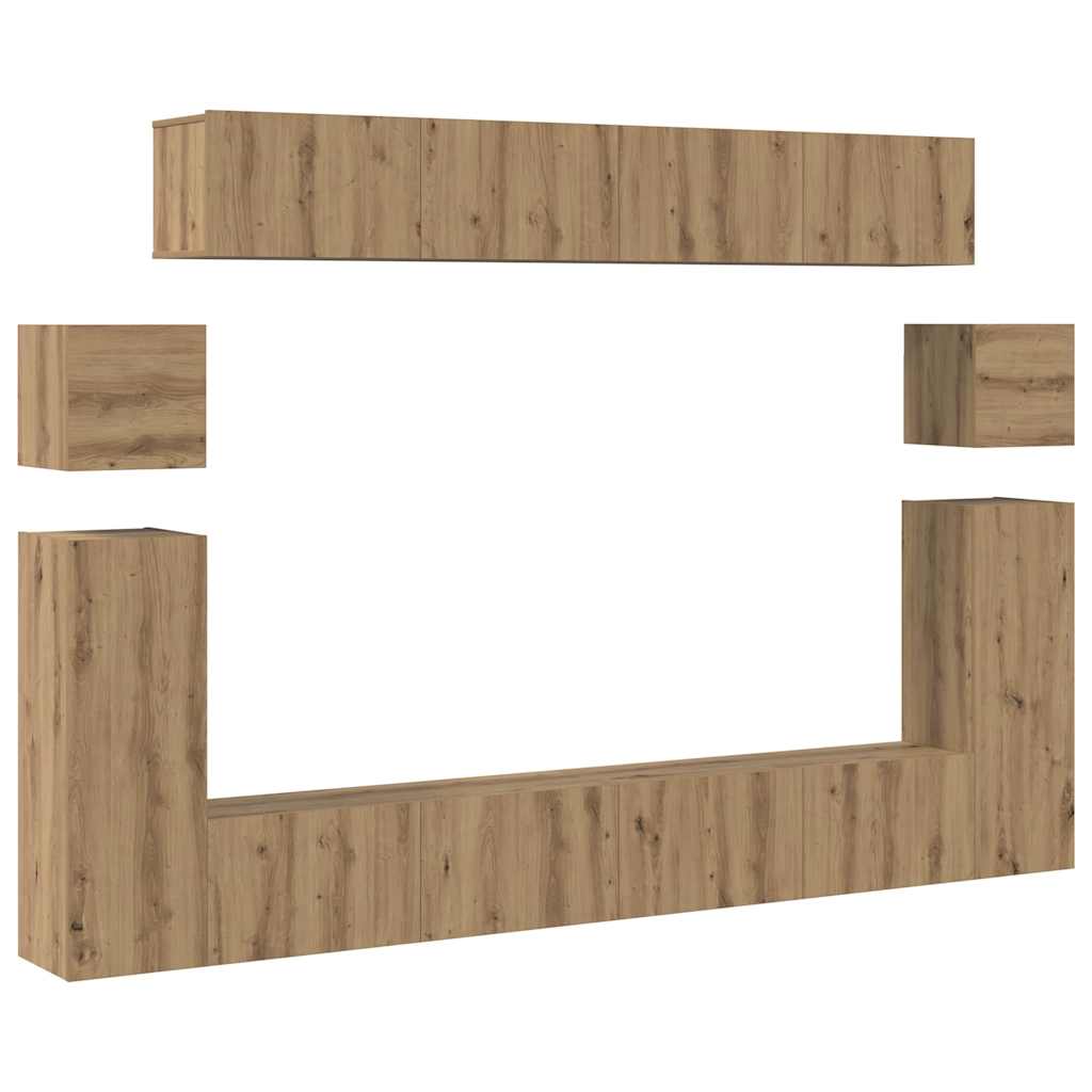 TV-Möbel-Set 8 pcs Eiche handwerklich Mittel Holzwerkstoff