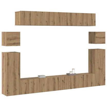 TV-Möbel-Set 8 pcs Eiche handwerklich Mittel Holzwerkstoff