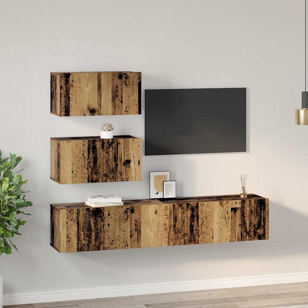 TV-Möbel-Set 4 pcs Altholz 80 x 30 x 30 cm Holzwerkstoff