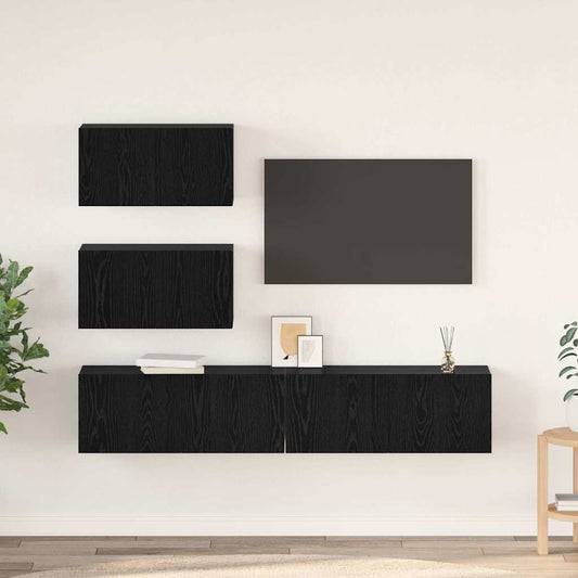 TV-Möbel-Set Wandmontiert 4 pcs Schwarze Eiche 100 x 30 x 30 cm